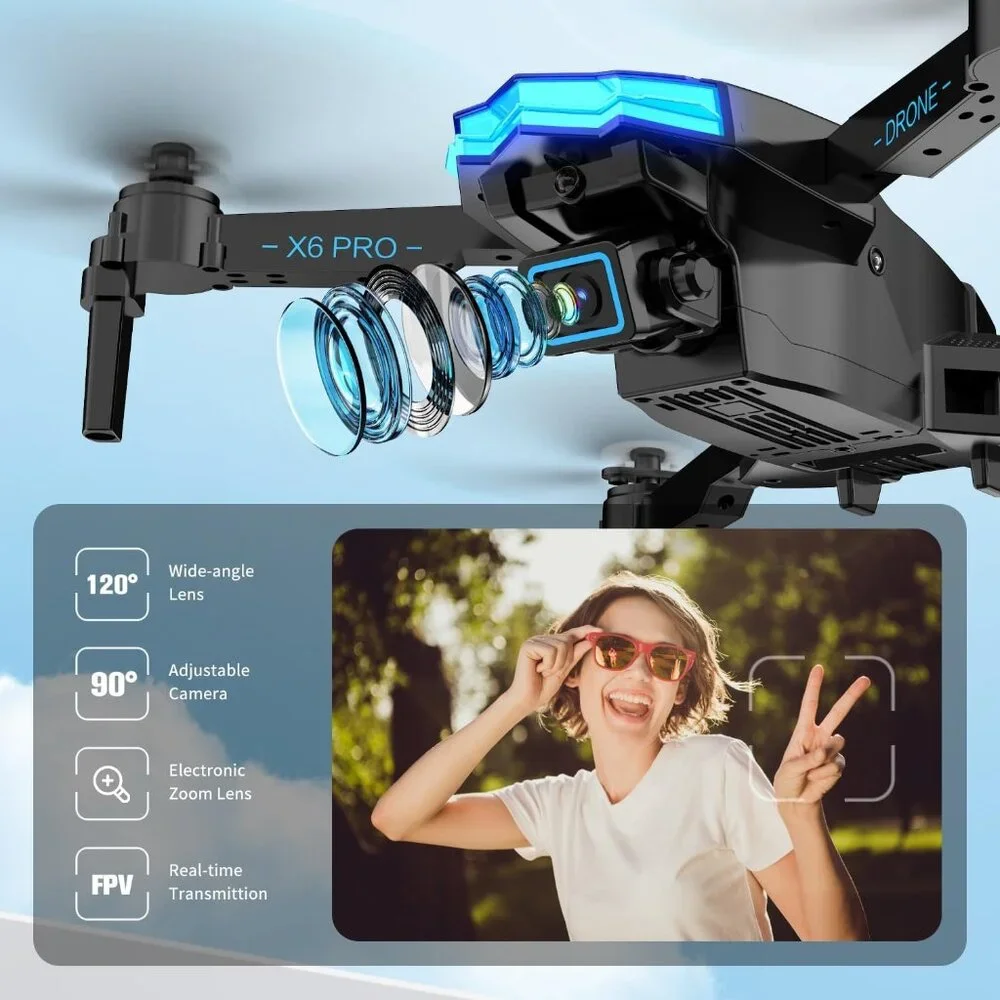 Camera Drone 1080P RC Quadcopter Foldable Mini Remote Control for Beginner White